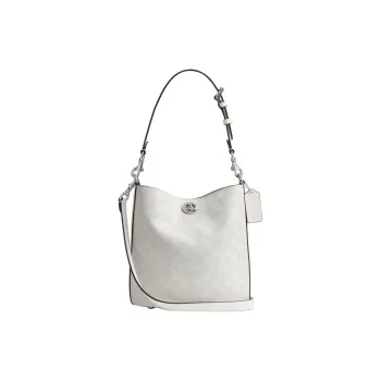 COACH Willow Artificial Leather Bucket Bag, Shoulder Bag Small Size Women's Chalk White