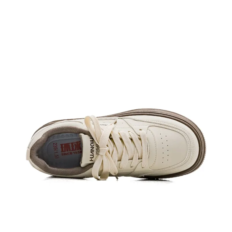 HUANQIU Slip Resistant, Abrasion Resistant, Breathable Low Top Skateboard Shoes Women's Light Coffee-4