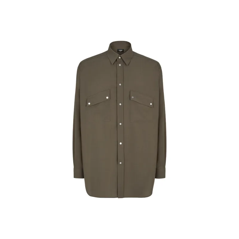 FENDI Long Sleeved Curved Hem Shirt-0