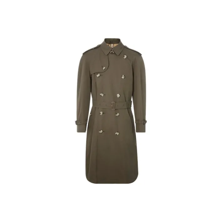 Burberry Trench Coats Men Army Green-0