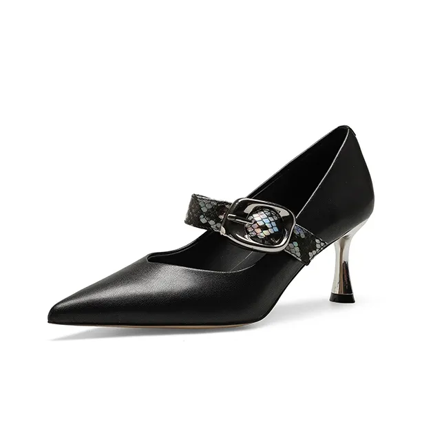 Bai Shiting Slim Heel High Heels 6cm Women's-4