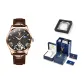 Brown Leather Rose Black Box
