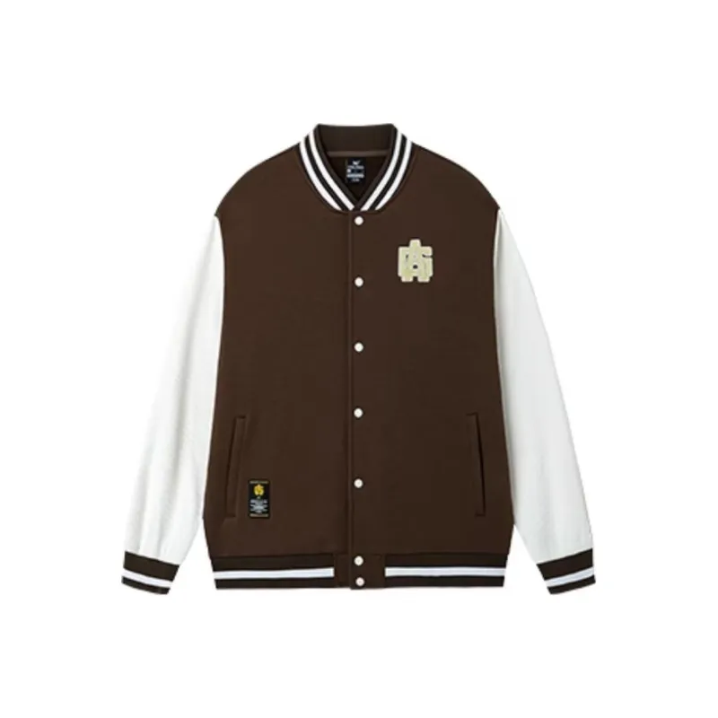 361° Basketball Collection Baseball Jacket Unisex Dark Brown Coffee/Yu White-0