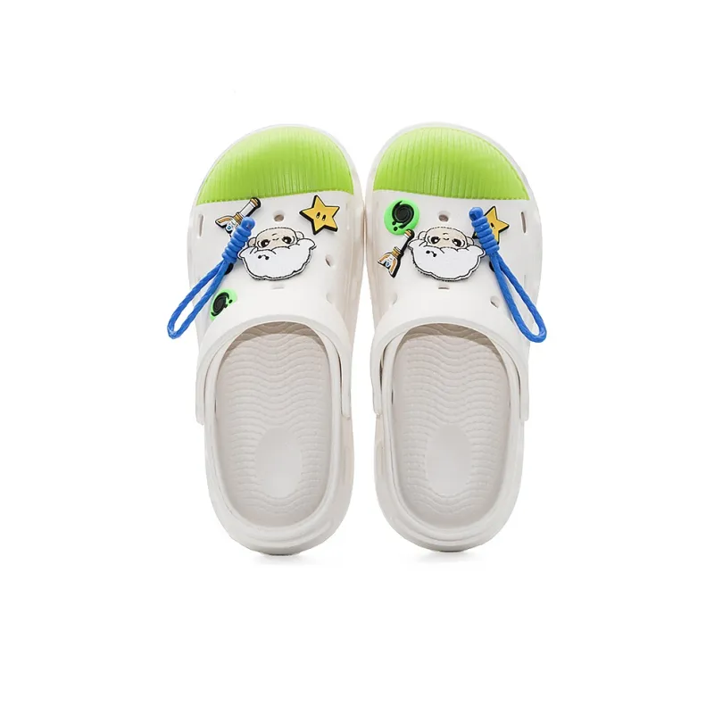 OUBT Celestial Clan Stars, Shell Head Design Clogs Unisex White Green-3