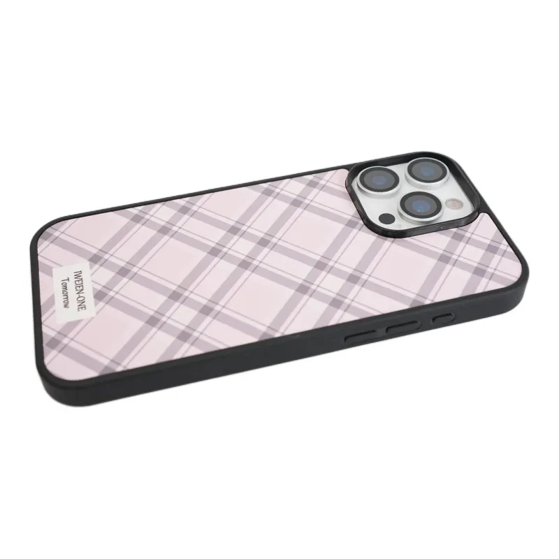 Sopi Acrylic Material Pink Diamond Pattern Phone Cases Compatible With IPhone 16/15 Pro Max/Apple 13/14 Pro/Max-3