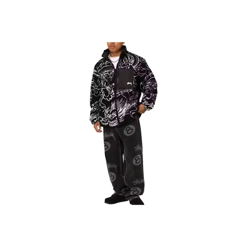 Stussy Velvet feel Coat Men's Black-0