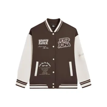 XTEP Baseball Jacket Unisex Coffee Brown/Cotton White