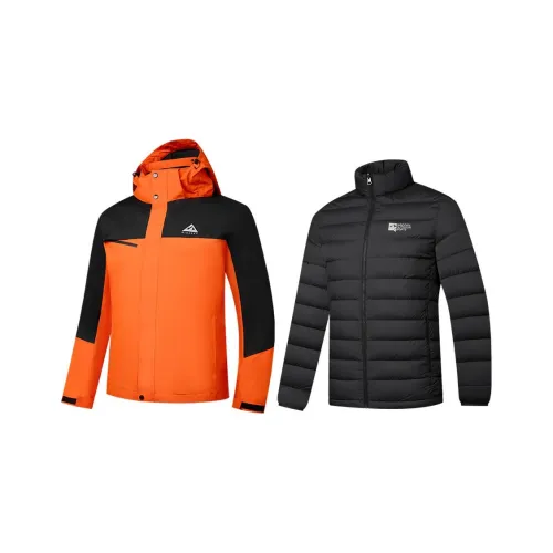 QIAODAN Windproof Breathable Water Repellent Windbreaker Jacket Men's Aurora Orange/Black