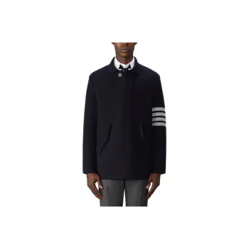 THOM BROWNE Stripe Detailed Long Sleeved Cardi Coat