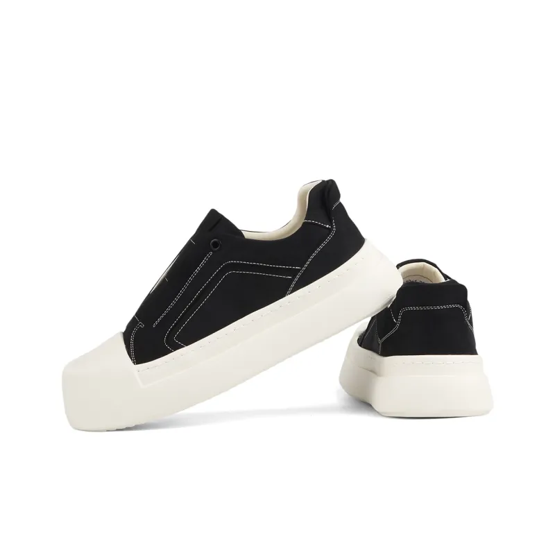 Daying Breathable Height Increase Low Top Canvas Shoes Men's Black-3