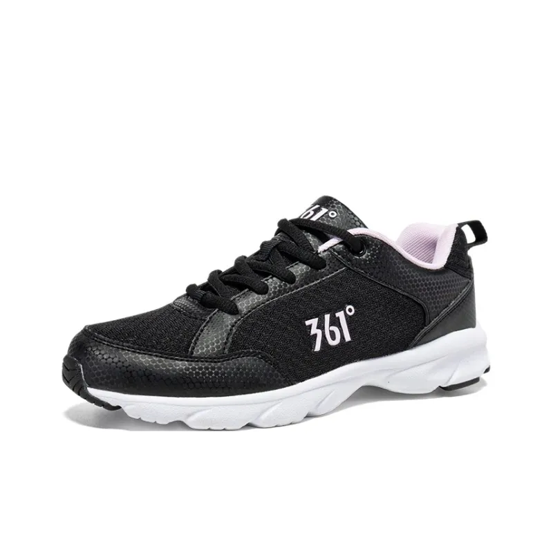 361° Cushioning, Breathable, Lightweight Low Top Casual Running Shoes Women's Obsidian Black Pure White Pink-1