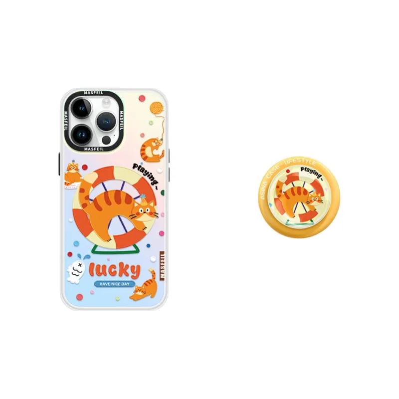 Marsfield Acrylic Material Laser Magnetic Spinny Kitten Phone Cases Compatibility Apple 16/15/14/13 Pro/Pro Max-6