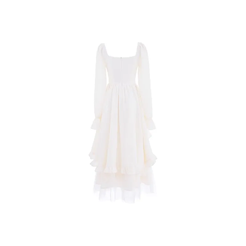 GUOZHEN Long Sleeved Dress Women's Apricot-1