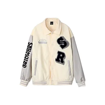 STANAIR Letter Embroidered Drop Shoulder Loose Fit Baseball Jacket Unisex