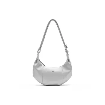 MUVA Cow Leather Calfhorn Shoulder Bag, Crossbody Bag Small Size Women's Ice Blue/Moon Rock Silver/Cream Yellow