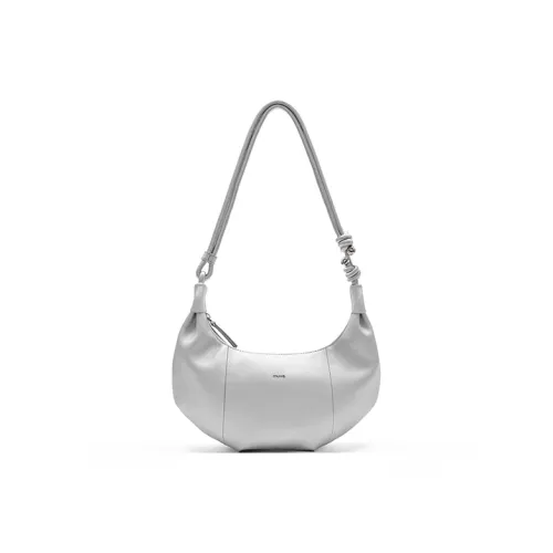 MUVA Cow Leather Calfhorn Shoulder Bag, Crossbody Bag Small Size Women's Ice Blue/Moon Rock Silver/Cream Yellow