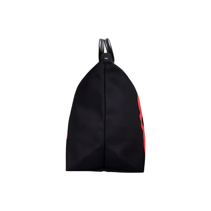 LONGCHAMP Le Pliage Canvas Travel Bag 35L Women's Large Size, Black & Red Multicolor-2