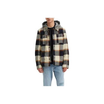 Levi’s Plaid Sherpa Lined Hoodie Jacket Jackets Coats Men's Brown