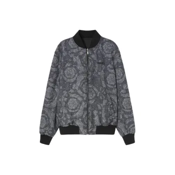 VERSACE Reversible Logo embroidered Bomber Jacket
