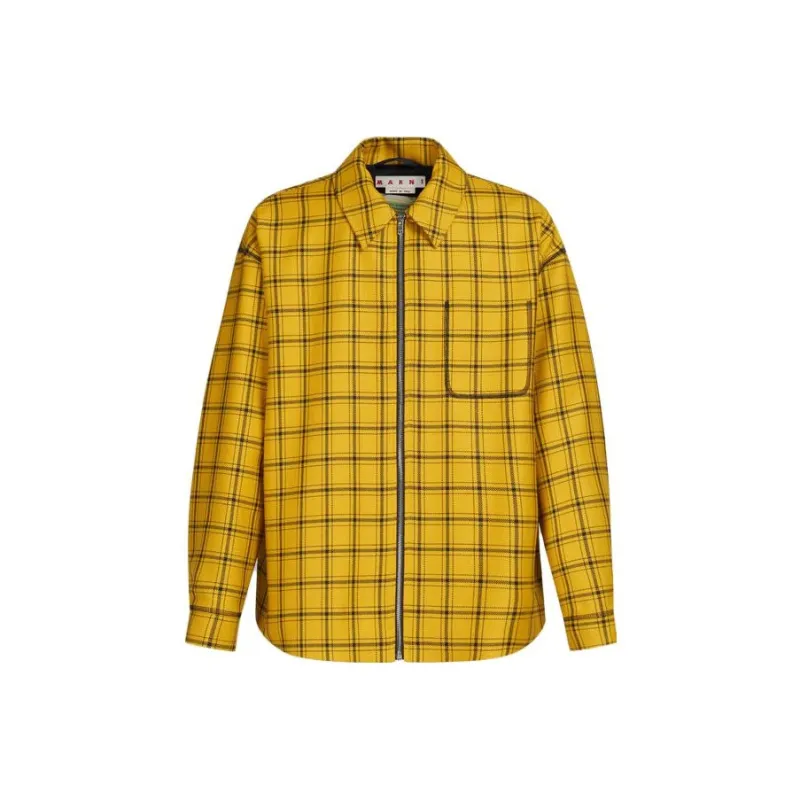 MARNI Yellow Checked Wool Jacket Jackets Coats Men's Yellow-0