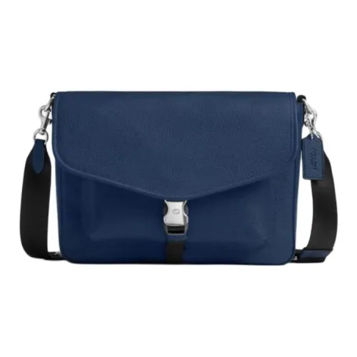 COACH Charter Cow Leather Crossbody Bag, Shoulder Bag Large Size Men's Dark Blue
