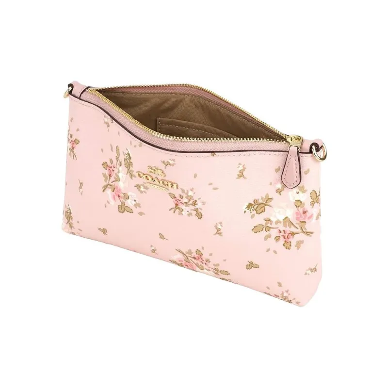 COACH Zip Top Crossbody Cow Leather Shoulder Bag Crossbody Bag Small Size Women's Cherry Blossom Pink-2