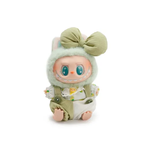 [Dress Up Doll] POP MART LABUBU THEMONSTERS Green Puppy Hang Tag Box Labubu Vinyl Sitting Party 15cm Height