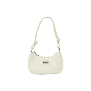 Three Blessings PU Shoulder Bag Medium Size Women's Ivory White/Pink