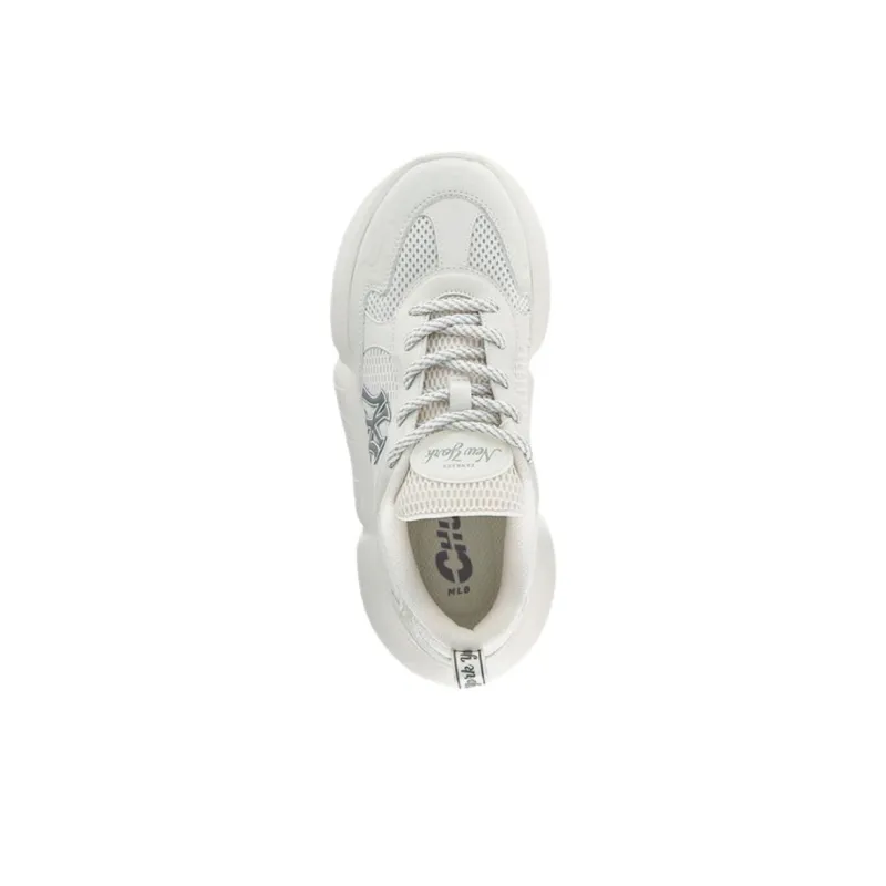 MLB New York Yankees Anti Slip Wear Resistant Low Top Chunky Sneakers Unisex White-2