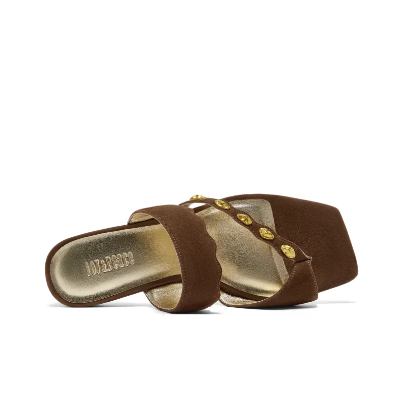 Joypeace Rubber Sole Flip Flops Women's Coffee-4