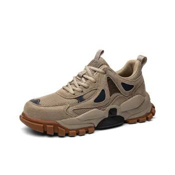 JEEP SPIRIT Height Increasing Abrasion Resistant Breathable Slip Resistant Low Top Chunky Sneakers Men's Sandstone