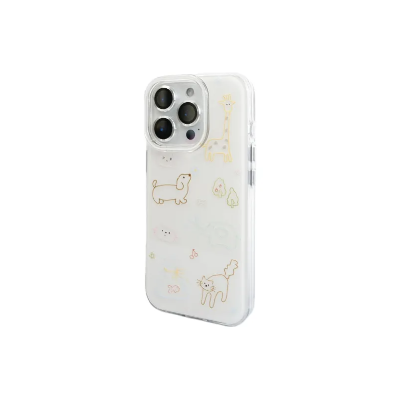 Wei Xin Acrylic Material Multicolor Line Animal Phone Cases Compatible With IPhone 16/15 Pro Max/Apple 13/14 Pro/Max-4