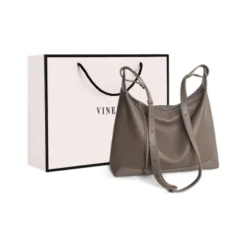 VINEY Cow Leather Crossbody Bag, Shoulder Bag Tote Large Size Women's Elephant Gray