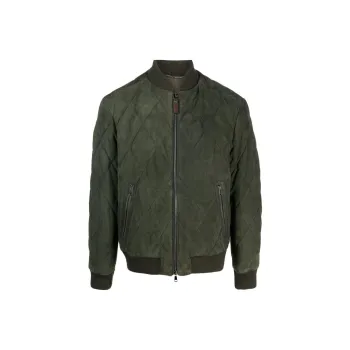 Canali Diamond-quilted Suede Bomber Jacket