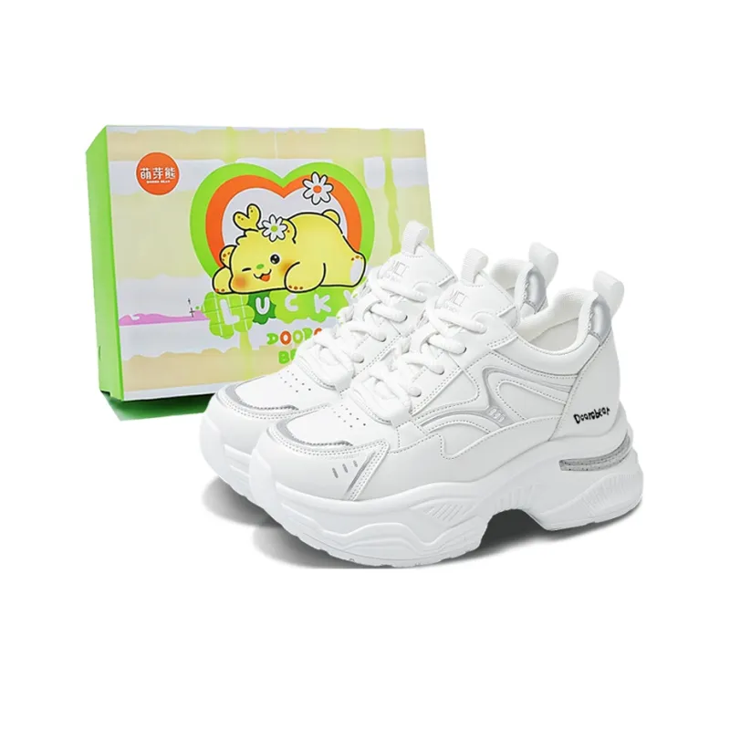 Budding Bear Anti Slip Wear Resistant Breathable Lightweight Height Increasing Low Top Chunky Sneakers Women's-4