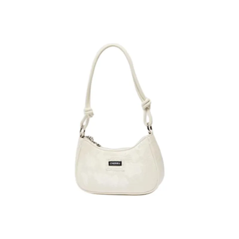 Three Blessings PU Shoulder Bag Medium Size Women's Ivory White/Pink-1