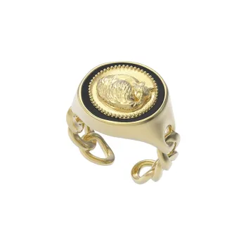 GOOGMO 18K Gold Plated Copper Rings Women's