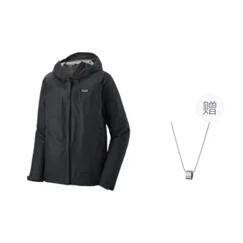 Patagonia Windproof Windbreaker Jacket Men's Black+Necklace