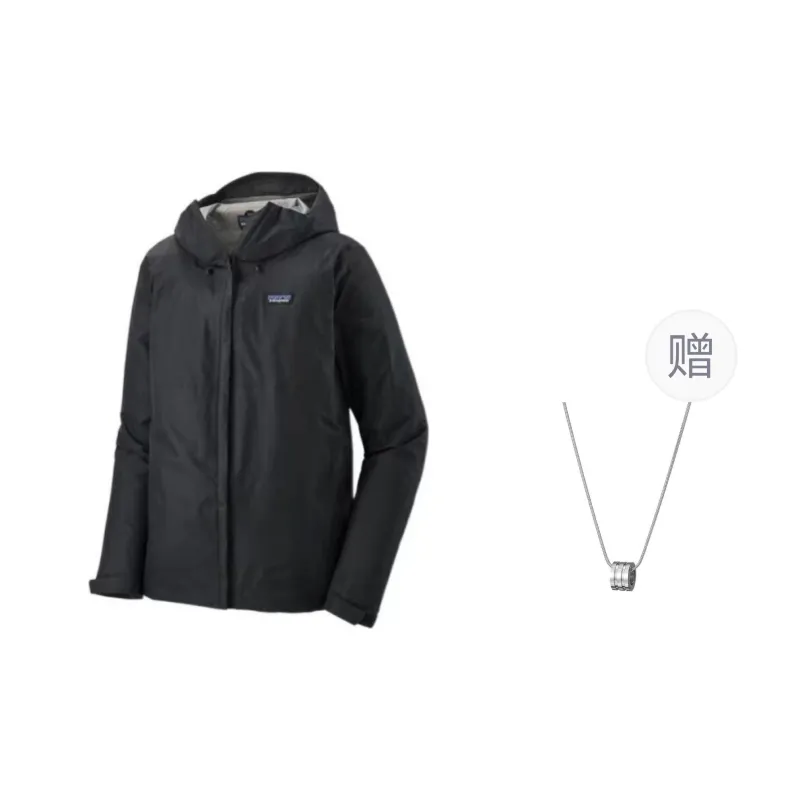 Patagonia Windproof Windbreaker Jacket Men's Black+Necklace-0