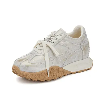 PLO CART Casual Shoes Women's Low Top Silver/Beige/Yellow