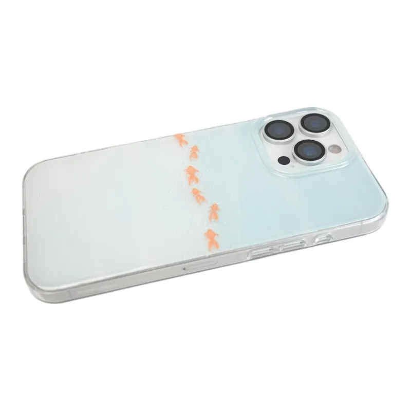Sopi Acrylic Material Gradient Blue Koi Phone Cases Compatible With IPhone 16/15 Pro Max/Apple 13/14 Pro/Max-3