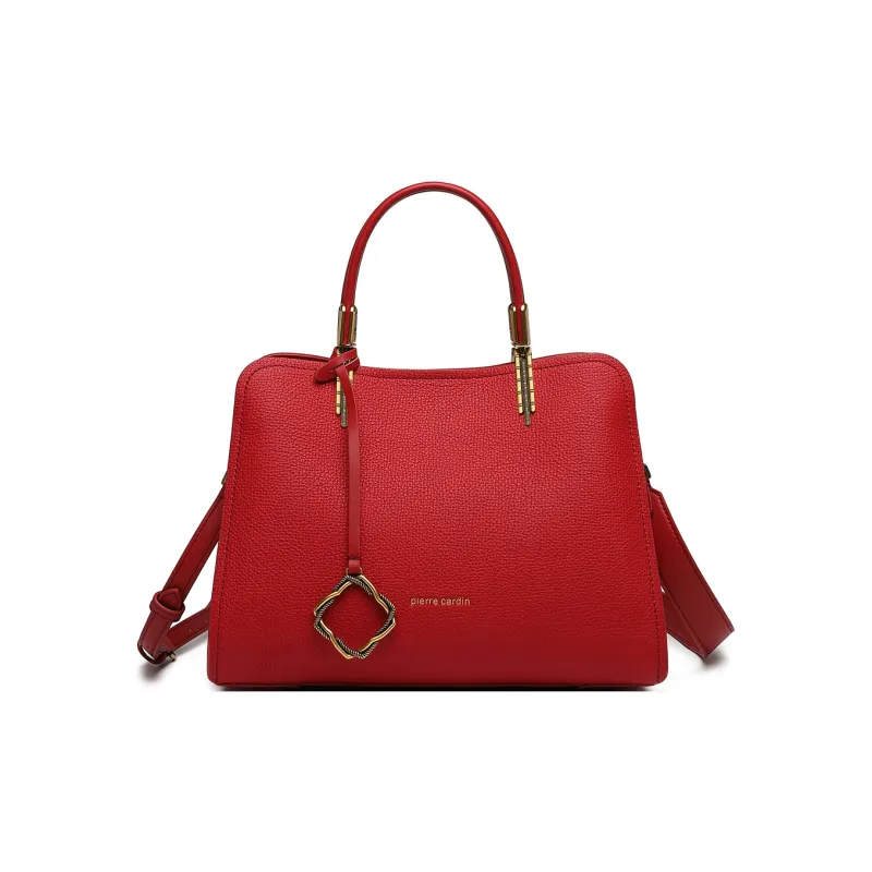 PIERRE CARDIN Cow Leather Mom Bag, Shoulder Bag, Crossbody Bag, Handbag Medium Size Women's Black/Green/Red/Beige-9