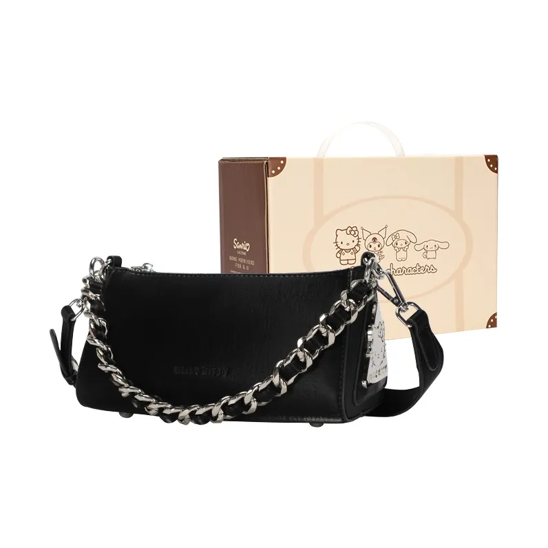Sanrio Hello Kitty Synthetic Leather One Shoulder Handbag, Chain Bag Women's Pink/Brown/Black/Ecru-7