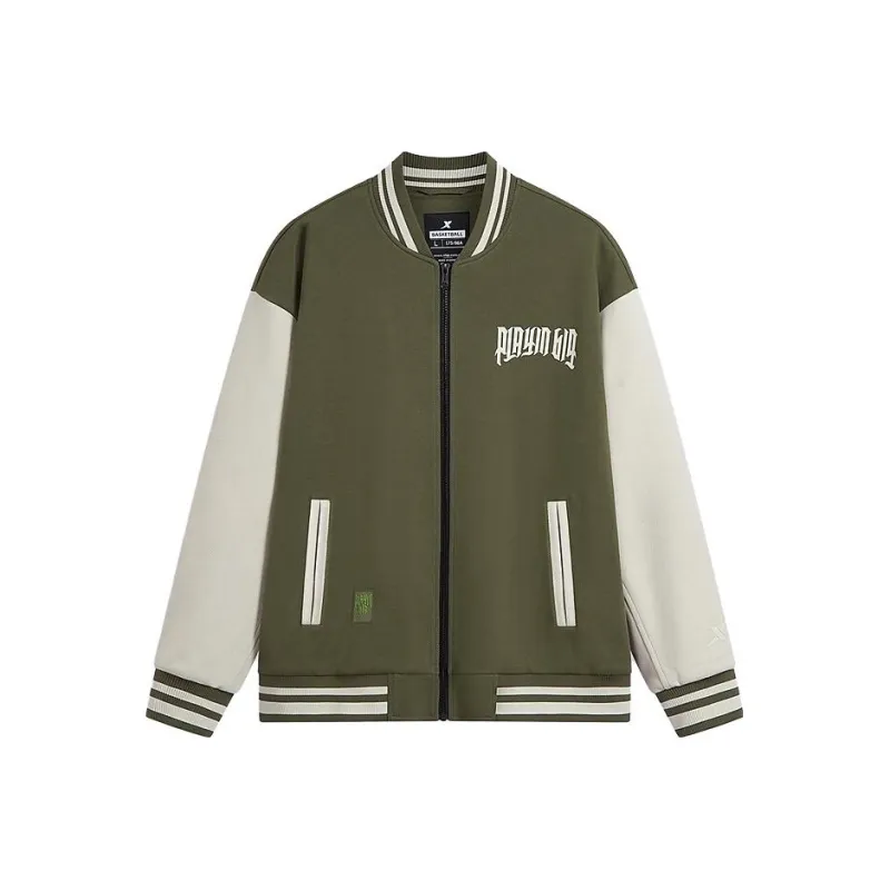 XTEP Baseball Jacket Men's Turquoise Dust Khaki-0