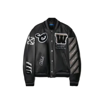 OFF WHITE Logo Flocked Bomber Jacket