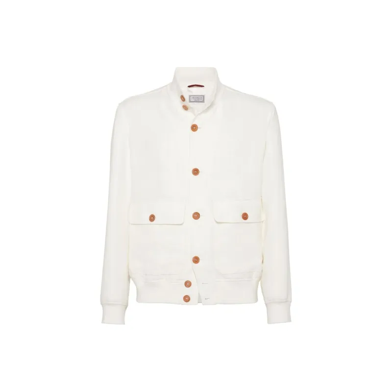 Brunello Cucinelli Long Sleeved Buttoned Bomber Jacket-0