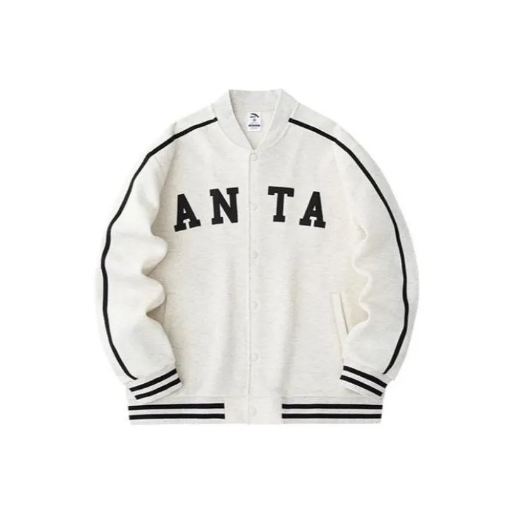 Anta Life Collection Baseball Jacket Coat Unisex Gray Heather Gray-0