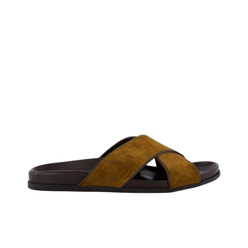 MANOLO BLAHNIK Rubber Sole Slide Slippers Men's Brown-1