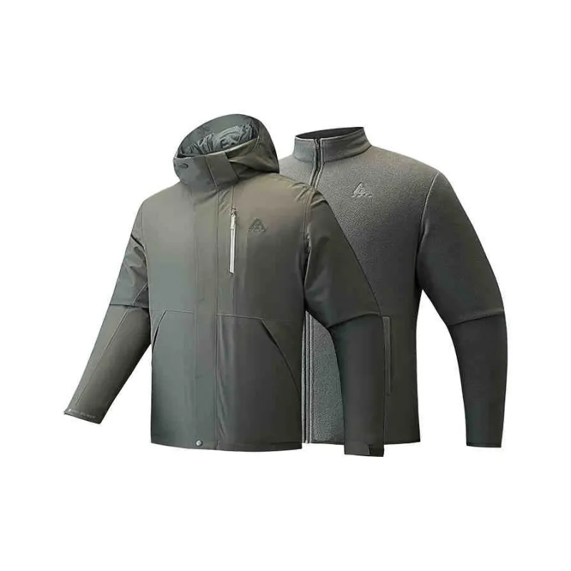 Anta Outdoor Collection Water-Resistant Windproof Breathable Wear-Resistant Warm Windbreaker Jacket Men's Deeply Green-0