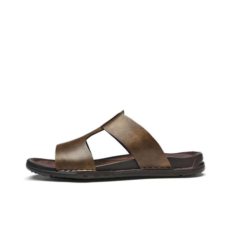 Qiandongmeili Rubber Sole Odor Resistant Slide Slippers Men's-3